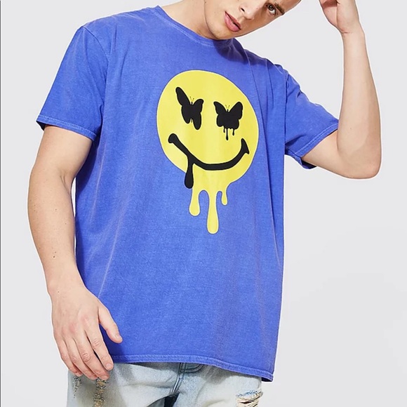 Boohoo Man LOOSE FIT BUTTERFLY FACE OVERDYE T-SHIRT NWT - Picture 2 of 3
